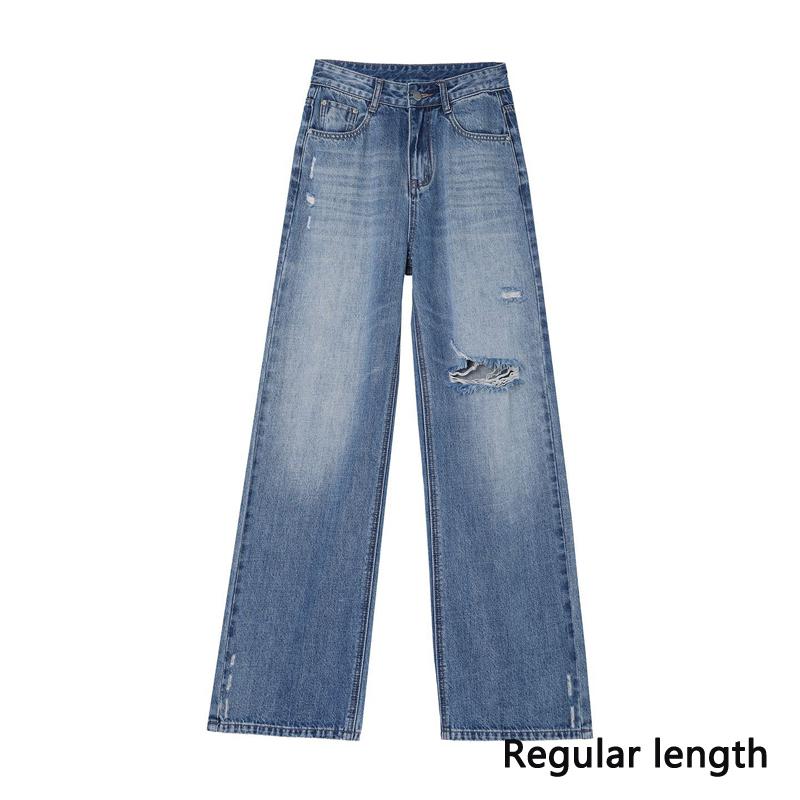 High Street zerrissene stylische Y2K Hide Figur Höhensteigerung gerade Jeanshosen Damen Frühling Sommer lässige Hosen übergroße Jeanshosen