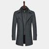 Men's Woolen Double Collar Business Overcoat - Autumn/Winter Style