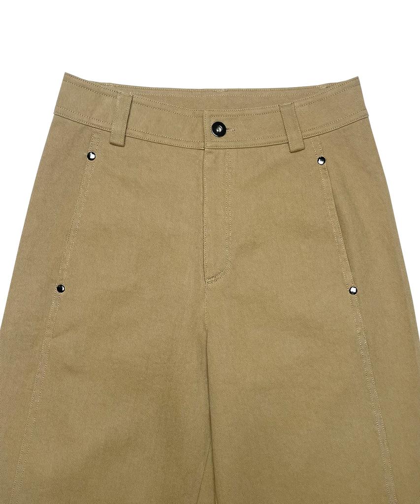 BRILLEMONTHS Straight Cotton Pants [Beige]