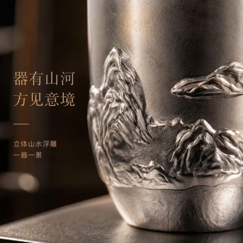 Pure Titanium Double Wall Travel Tea Cup With Spout Outdoor Camping Hiking Portable Infuser Mug 500ml