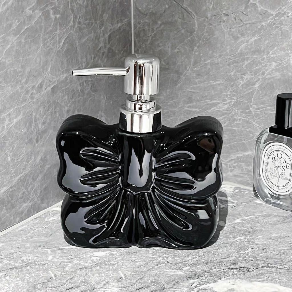 Bowknot Hand Sanitizer Bottle Ceramic Toilet Lotion Bottle Bath Gel Shampoo Pressure Sub Bottle Empty Bottle