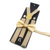 Men Kids Yellow Khaki Brown Suspender Bowtie Set Elastic Adjustable Y-Back Braces Straps Daily Father-Child Braces Accessory