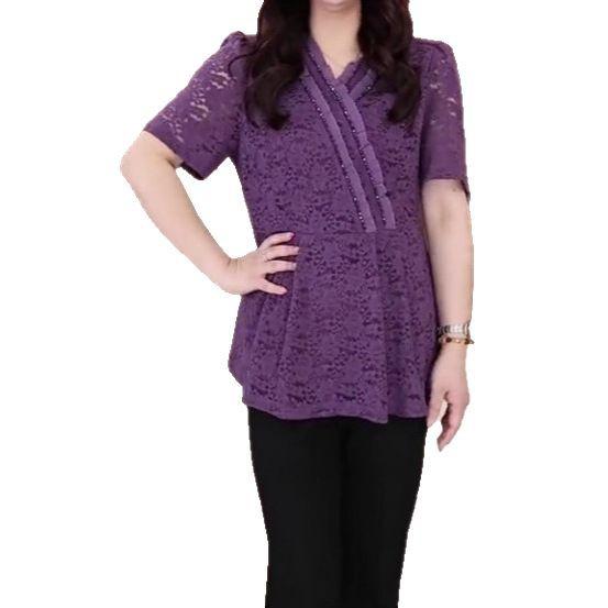Versatile Slimming Lace A-Line Blouse for 30-Year-Old Women