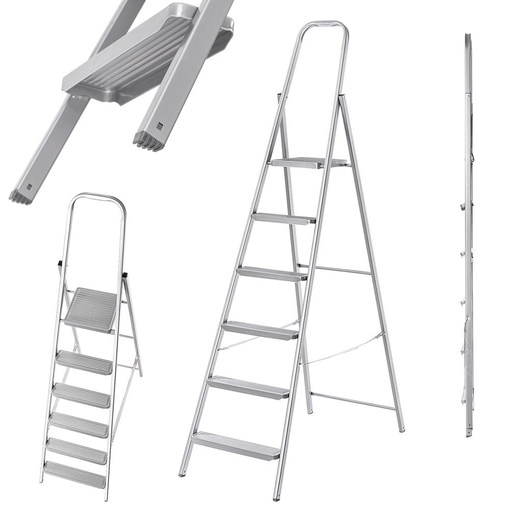 KADAX Drabina Stalowa 3-6 Stopniowa Uniwersalna Jednostronna Składana Domowa