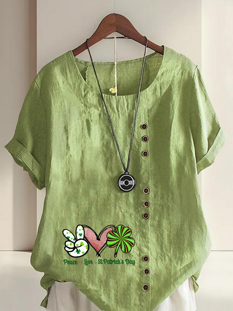 Women's Fashion Love Letter Print with Lines Shot Sleeve T-shirt Loose Cotton Shirt Casual Loose Summer Plus Size Blouse Tops