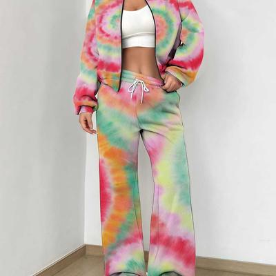 Color Tie-Dye New Autumn And Winter New European And American Women'S Clothing Smudge And Dye Suit Women