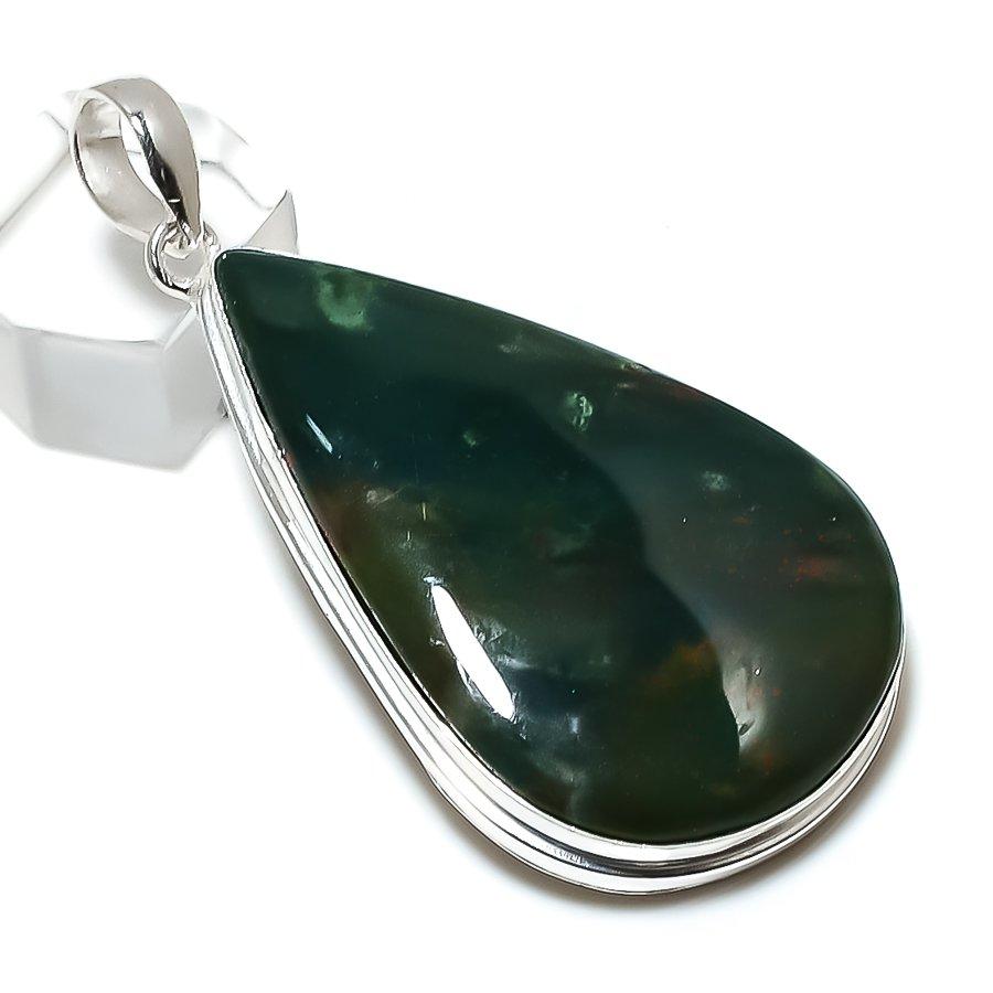 Bloodstone Gemstone Handmade 925 Sterling Silver Gift Jewelry Pendant 2.48" U6q33