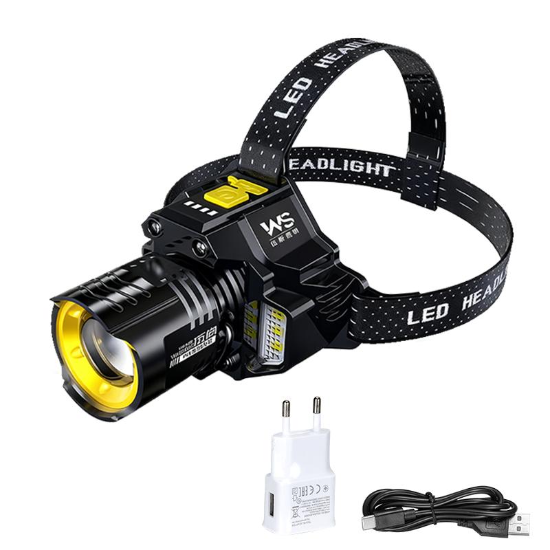 Rechargeable LED Sensor Headlamp Super Bright Zoomable Torch Outdoor Camping Fishing COB Floodlight Portable Working Headlamp