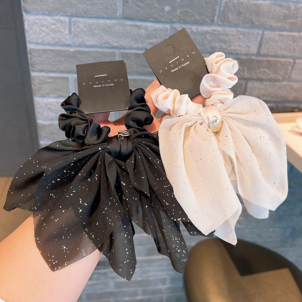 

Bow Hair Rings Dots Hair Rope Headdress Hair Ties Girls чорний