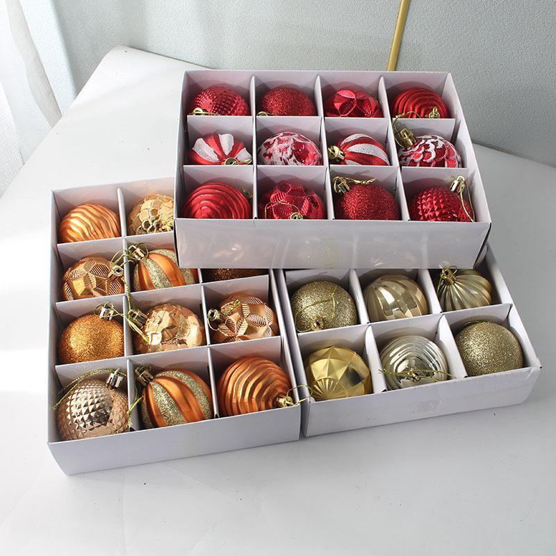 6cm Barevná galvanizovaná plastová sada vánočních koulí pro dekoraci stromku a stropu