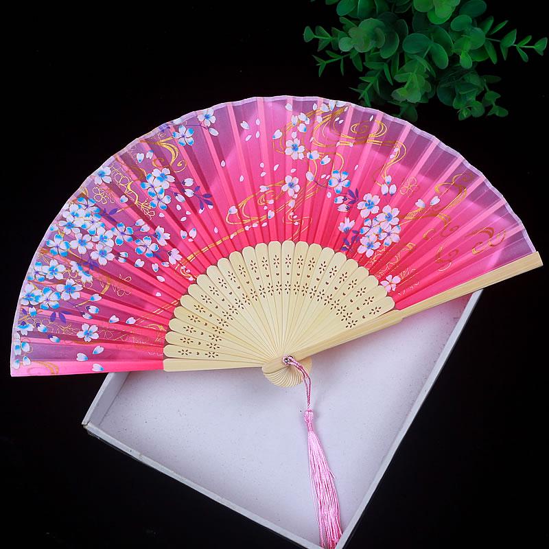 Children's Portable Pink & Blue Folding Dance Fan for Hanfu & Cheongsam