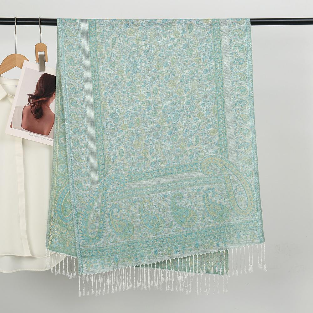 Cross Border Hot Selling Ethnic Style Shawl Paisley Cashew Jacquard Long Scarf Spring Summer Sunshade Headscarf Tassel