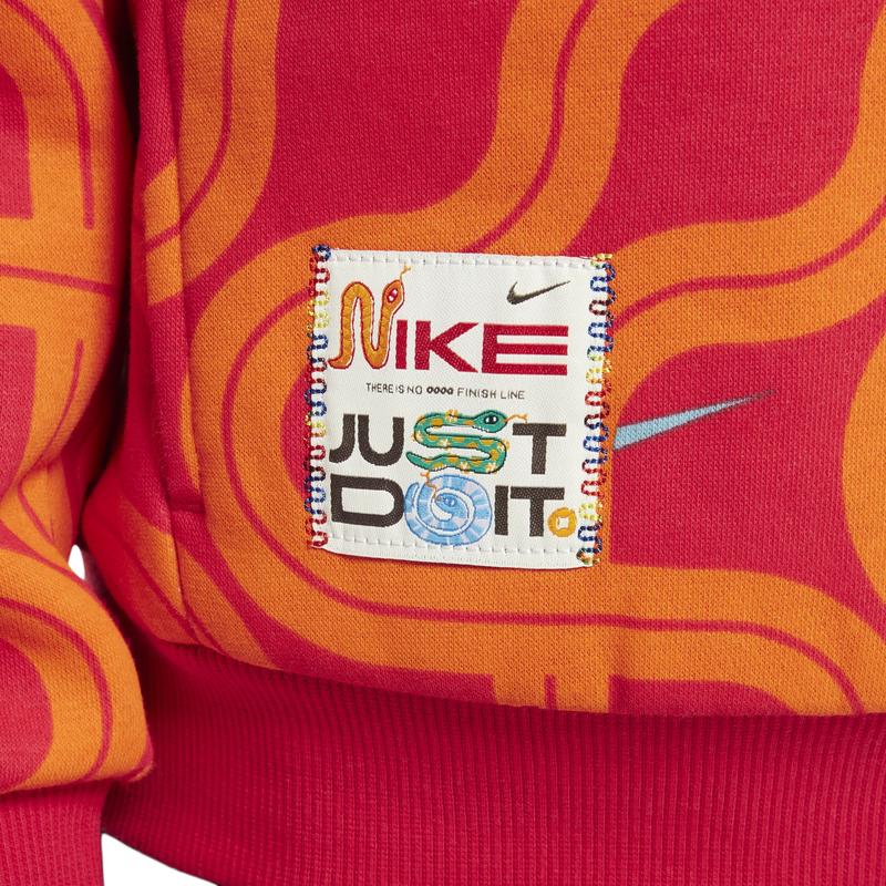 Nike Club Sportswear Snake Welcoming Series NSW Fleece Comfortable Casual Fashion Kids Tops University-Red IH0991-657