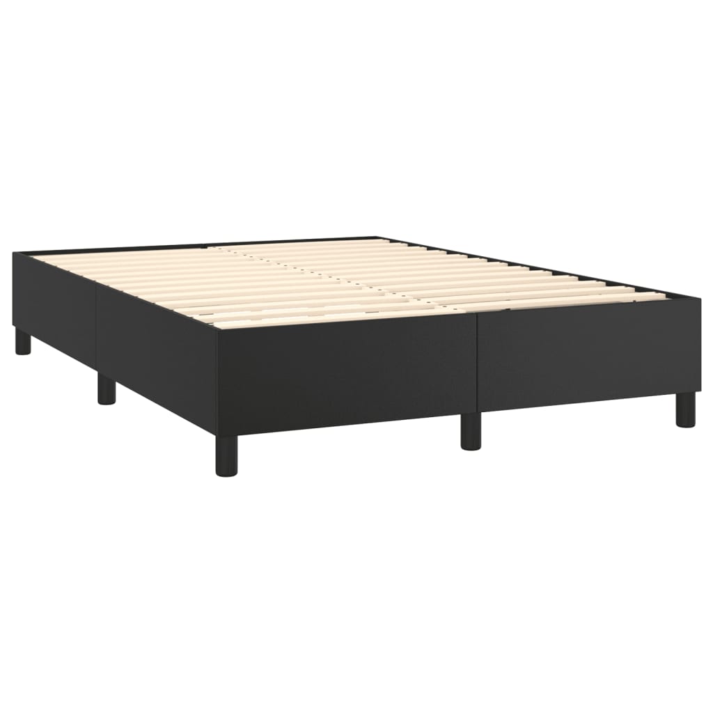 Box Spring Bed with Mattress Black 140 x 200 cm Faux Leather
