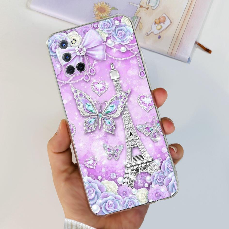 For OPPO A52 Case OPPOA52 CPH2069 A 52 Flower Phone Case Fashion Transparent Silicone Soft TPU Back Cover For OPPO A72 A92 Coque
