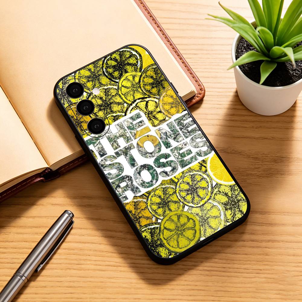 

The S-Stone R-Roses Band Phone Case For Samsung Galaxy A73,A72,A71,A70,A53,A52,A51,Others Soft Black Cover Samsung a31