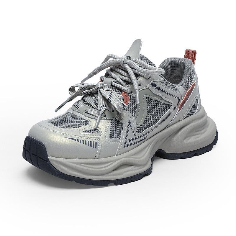 Mesh breathable dad shoes women's spring and summer new thick-soled heightening small sports shoes leather casual shoes