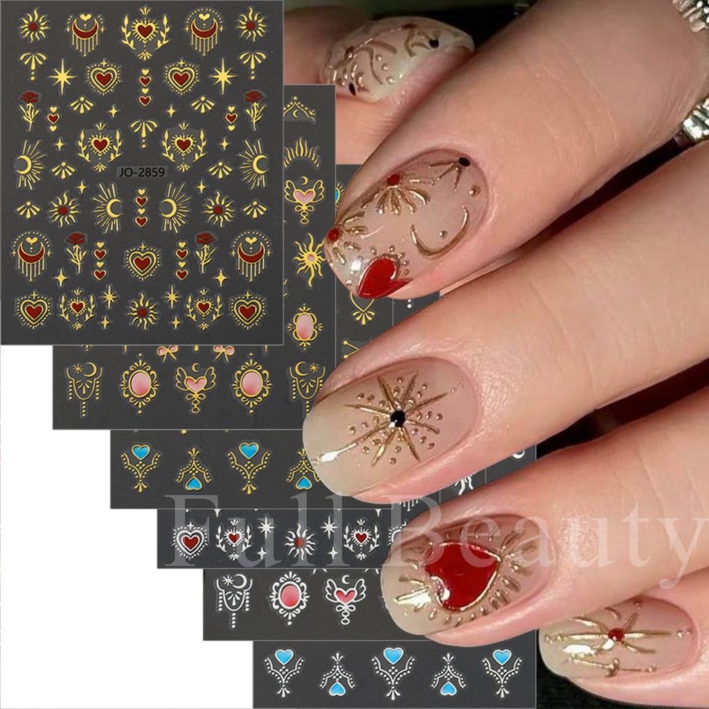 New Nail Art Stickers 6-piece Set Bronzing Bohemian Totem Love Stickers