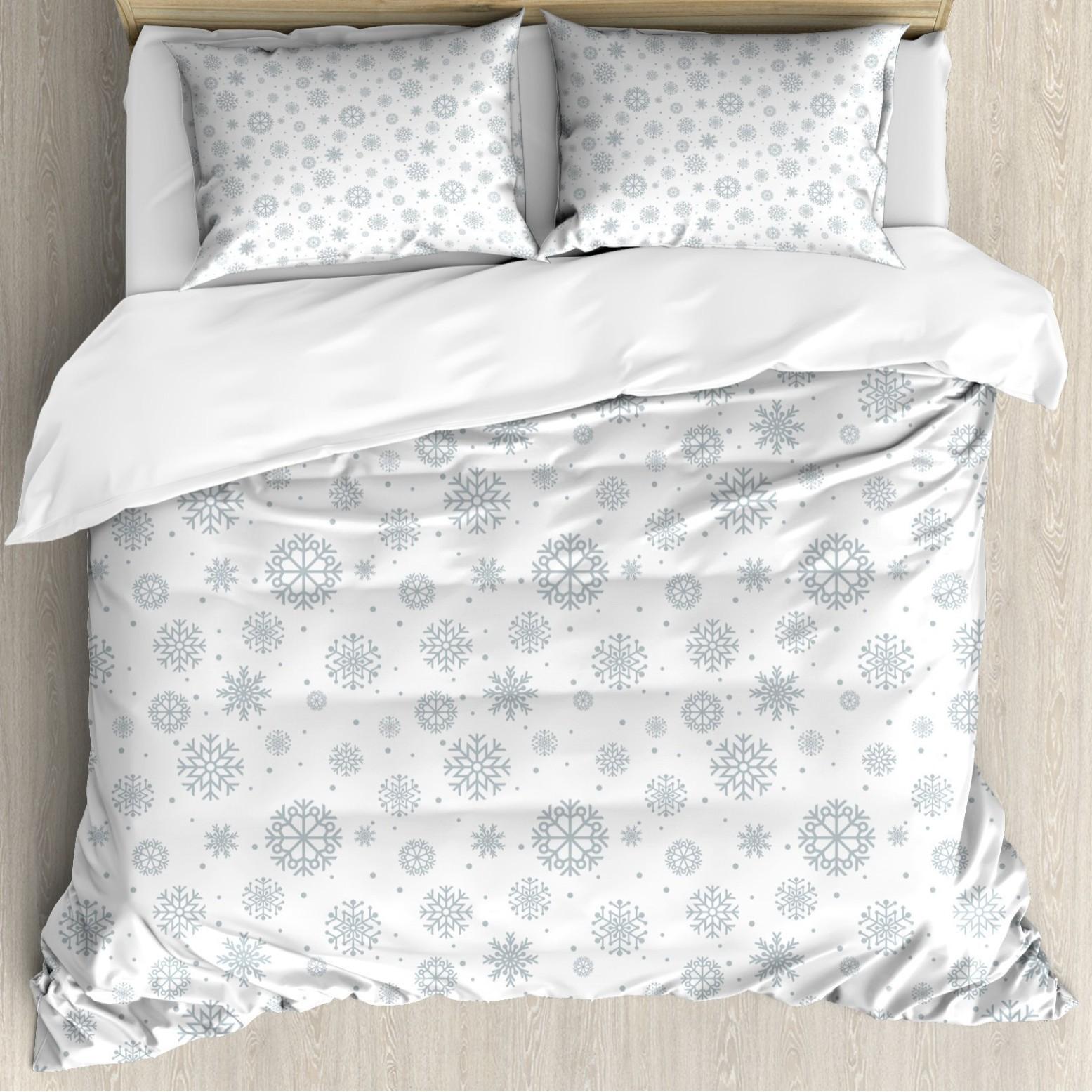 Christmas Style Snowflake Dot Pattern Three-piece Quilt Cover 3D Digital Printing Bedding Set Retro Bed Cover EU single 135*200