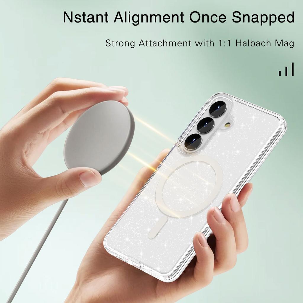 For Samsung Galaxy S26+ Magnetic Case Glitter Powder PC + TPU Phone Cover