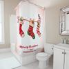 TU Christmas Bath Curtain Festive Holiday Shower Curtain Merry Christmas Decor Farmhouse Xmas Home Decor Bathroom Set Waterproof