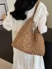 Summer Straw Woven Beach Bag - Large Capacity Shoulder Bag for Travel & Commuting