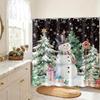 Vikama Christmas Snowman & Jolly Santa Reindeer Decorative Shower Curtain Waterproof Fabric Decorative Bathroom Curtain