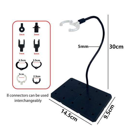 Action Figure Stand with 8 Connectors Square/Hexagonal Base Heavy Duty Plastic Adjustable Anime Figurine Model Display Holder Rack