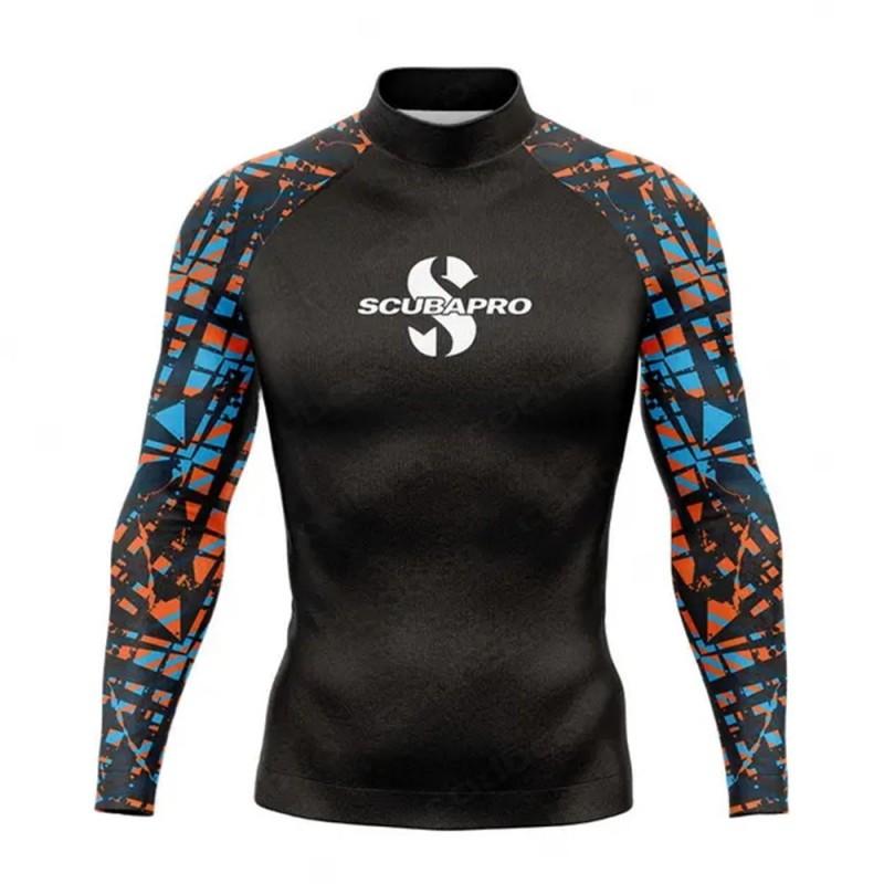 Mens Long Sleeve UV Protection Rash Guard Surfing Diving Swimming Fishing Outdoor Water Sports