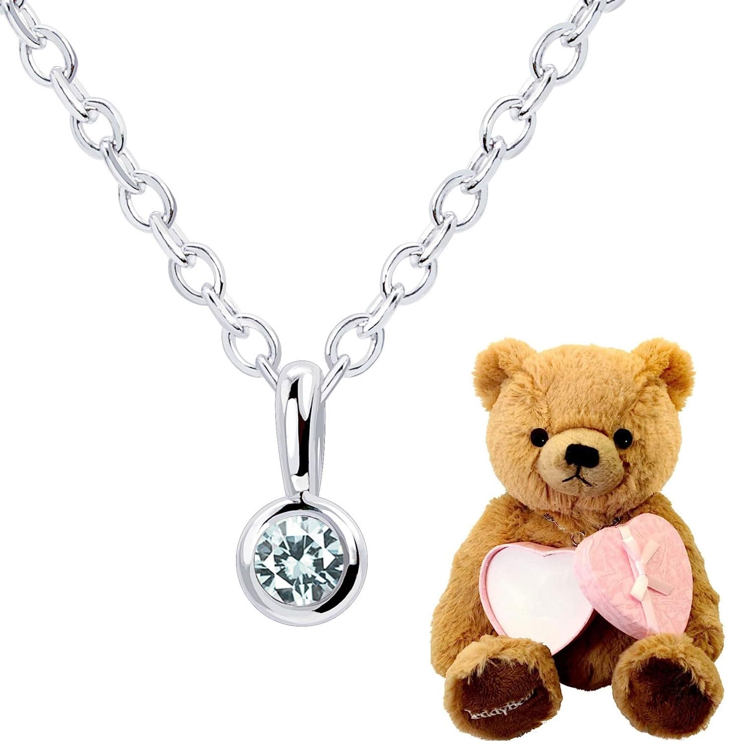 

Necklace Single Fukurin Diamond Silver Brown Teddy Bear Set November Birthstone Blue Topaz [Sears] Women s 13930-s-tdt-01-b-11