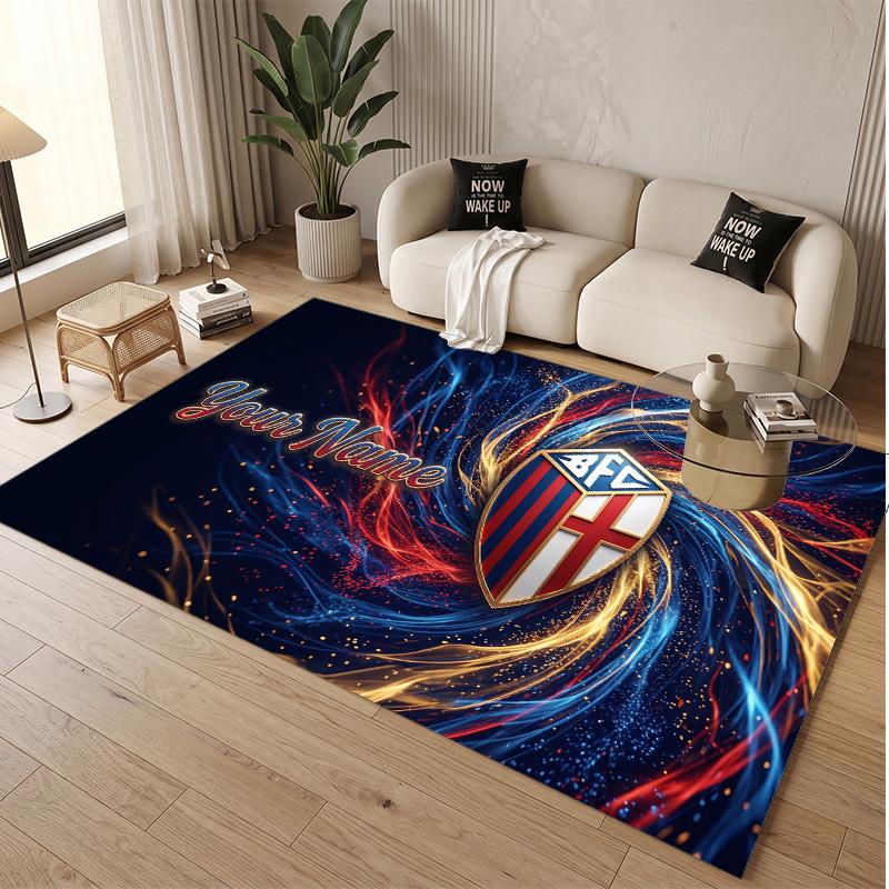 Personalized Crystal Velvet Carpet Bologna FC Pattern Non Slip Floor Rug