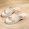 Women Spring Solid Color Cross Style Indoor Slippers Summer Casual Thick Flat Bottom Anti Slip Beach Sandals Shoes 36-41