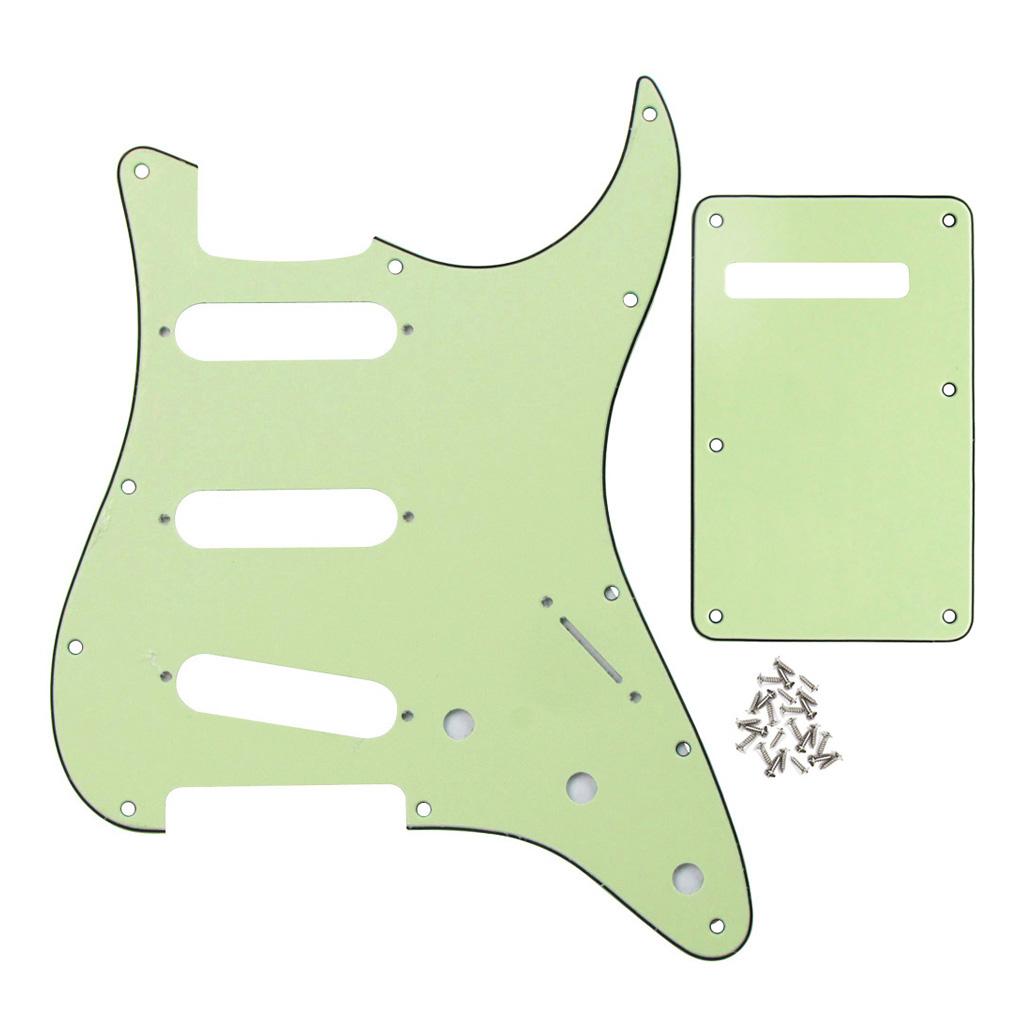 FLEOR Set of 11 Hole ST Guitar Pickguard SSS Scratch Plate Back Plate & Screws for Electric Guitar Parts