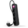 Power Strip with Nanocable Switch 10.37.0004-bk/ 4 Power Outlets/ 1.4m Cable/ Black