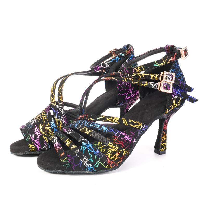 

Женская профессиональная танцевальная обувь, обувь для бальных танцев, обувь для латинских танцев, на каблуке 9 см 41 разноцветный