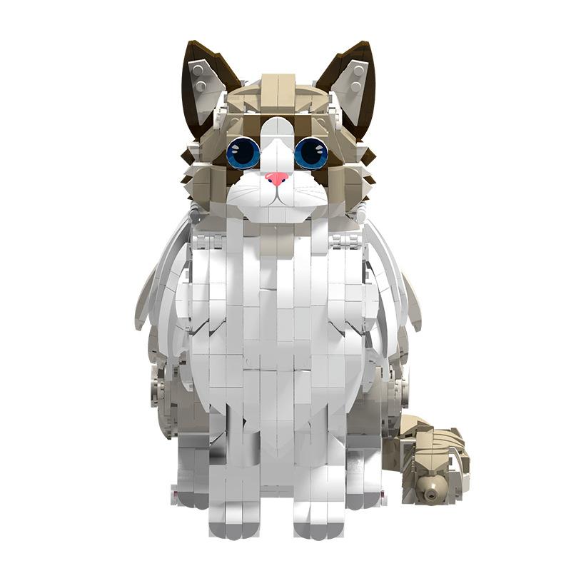 MOC Large Ragdoll Cat Building Blocks Animal Cat Pet Model Desktop Ornament Children's Assembly Toy Creative MOC Gift