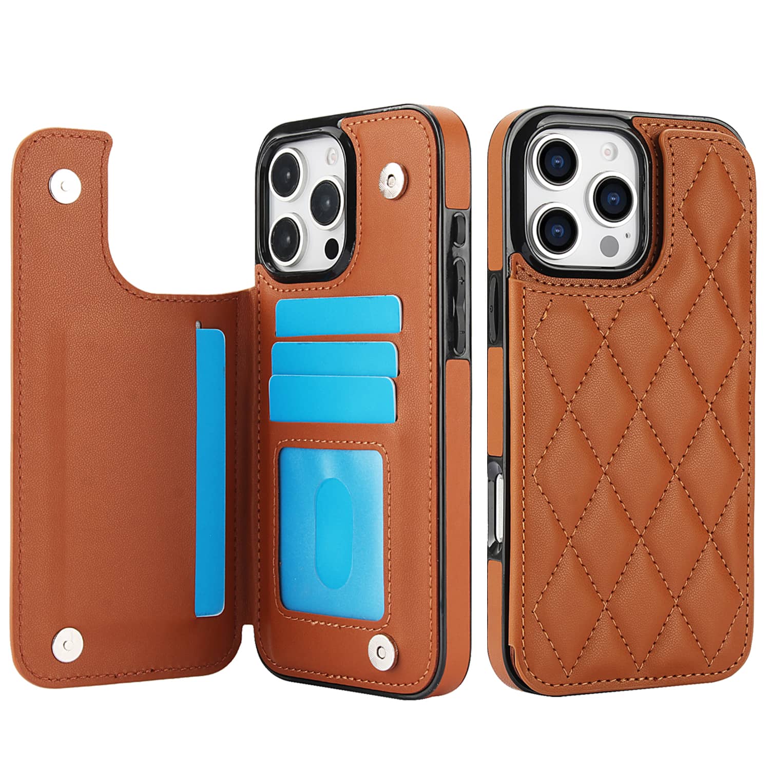For iPhone 16 Pro Max iPhone 16 Plus Case, Luxury Flip Folio PU Faux Leather Wallet Cover Card Slots and Kickstand for Women for iPhone 16 Pro коричневый