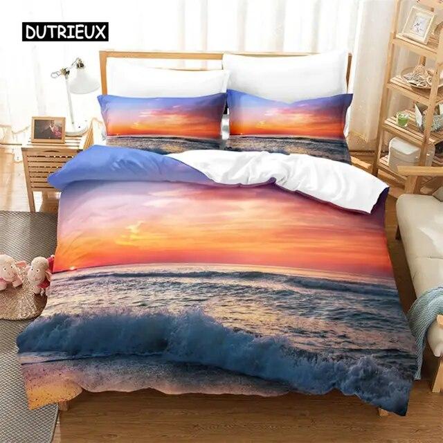 Natural Scenery Queen Bedding Set Duvet Cover Set Bedding Digital Printing Bed Linen King Size Duvet Cover Set Bedding Set Three Piece Set
