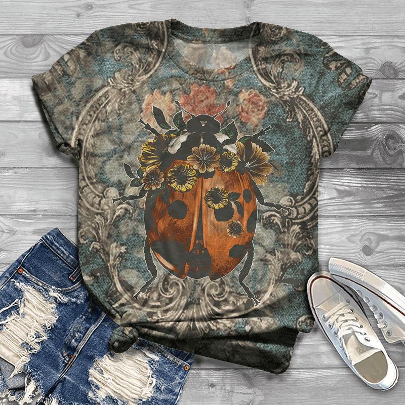 Cute Animal Series Short Sleeved 3D Digital Printed Short Sleeved Casual Top Shirt