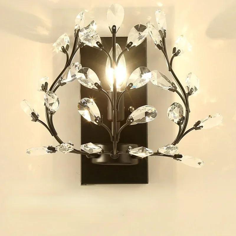 Современный роскошный хрустальный люстра в скандинавском стиле для спальни, ресторана, настенный светильник, декоративный светодиодный люстра с хрустальными листьями 33x31cm