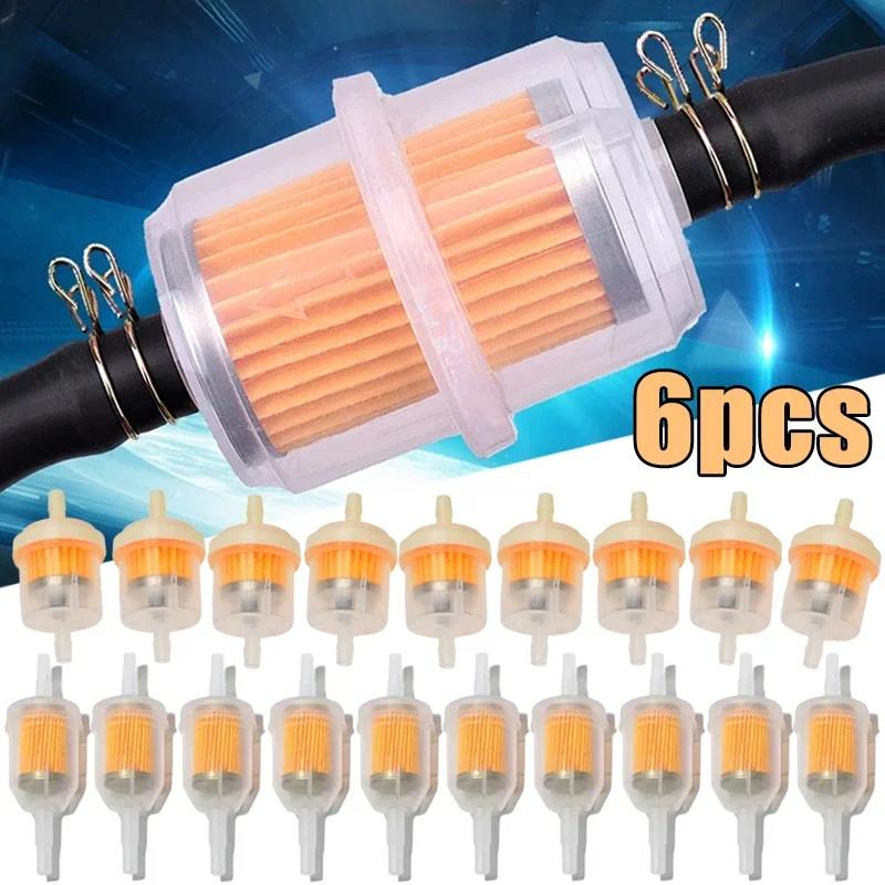 1-6pcs Car Gasoline Oil Filter Pipes Universal Inline Gas Fuel Filter for Small Engine Lawn Mower Motorcycle Accessories 6MM-8MM 7