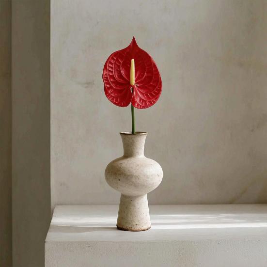 26" Real Touch Anthuriums Plant Artificial Tropical Flower with Long Stem Faux Floral Arrangement for DIY Vase Table Centerpiece Home Office Wedding