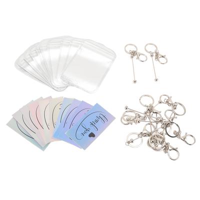 30 Stück Schlüsselanhänger-Stangen-Kit zum Auffädeln Silbernes Metall Schlüsselanhänger-Stangen Dankeskarten Wiederverschließbare Tasche