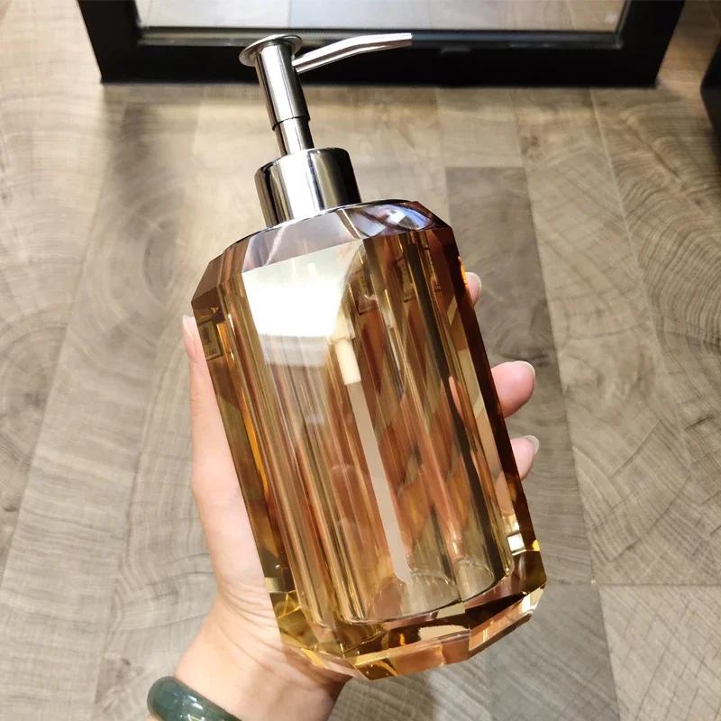 Crystal Lotion Bottle Hand Sanitizer and Shower Gel Press Pack Empty Bottles Hotel Bathroom Accessories Tray Toilet Set