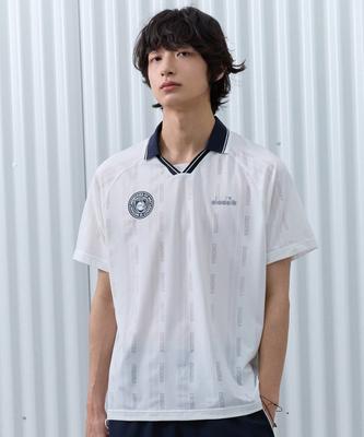 Ceremony Mesh Jacquard Collar Short Sleeve T-Shirt Off White