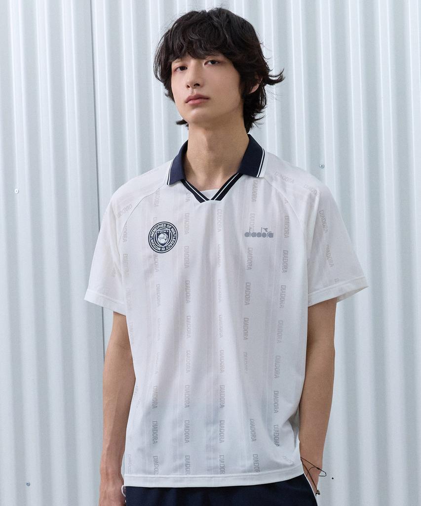 Diadora Ceremony Mesh Jacquard Collar Short Sleeve T-Shirt Off White