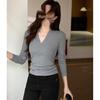 Top Choice Elegant Deep V-neck Long-Sleeve Women's Slimming T-shirt for Autumn 2026