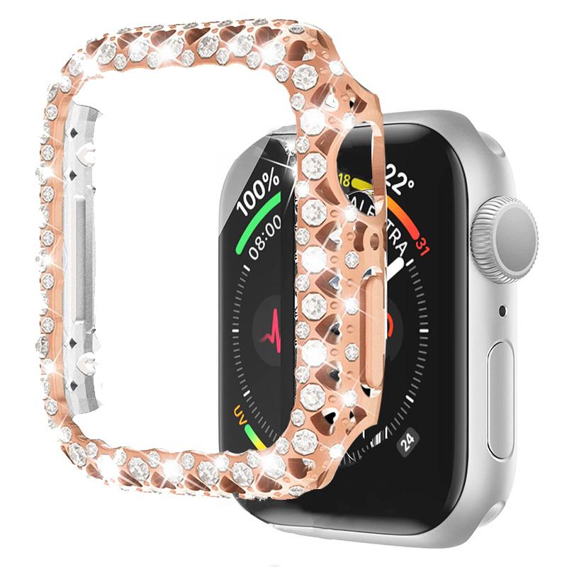

Bling Bumper Cover for Apple Watch Case 41mm 45mm Diamond PC Protective Women Hard PC Frame for IWatch Series 8 7 41 45 mm Series7 8 41mm прозорий