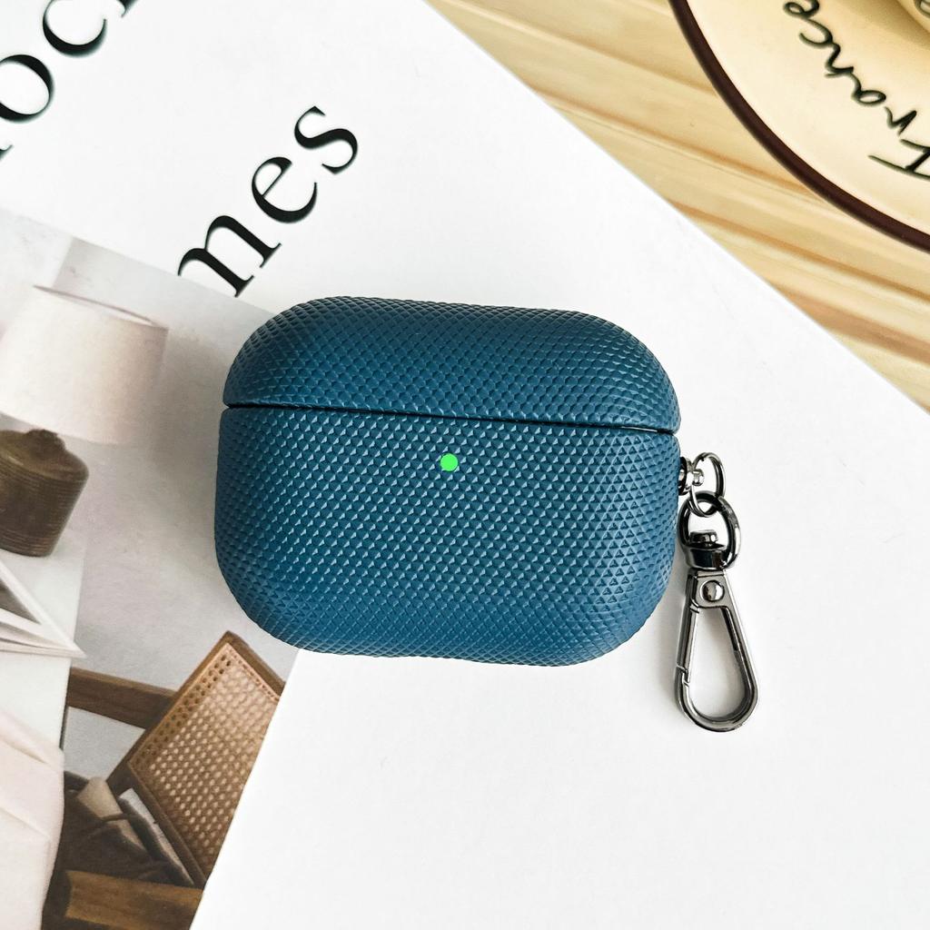 PU Leather Diamond Rhombus Pattern Earphone Case for AirPods Pro 3 & Airpods 4 ANC 3 2 1 Business Solid Color Protective Sleeve