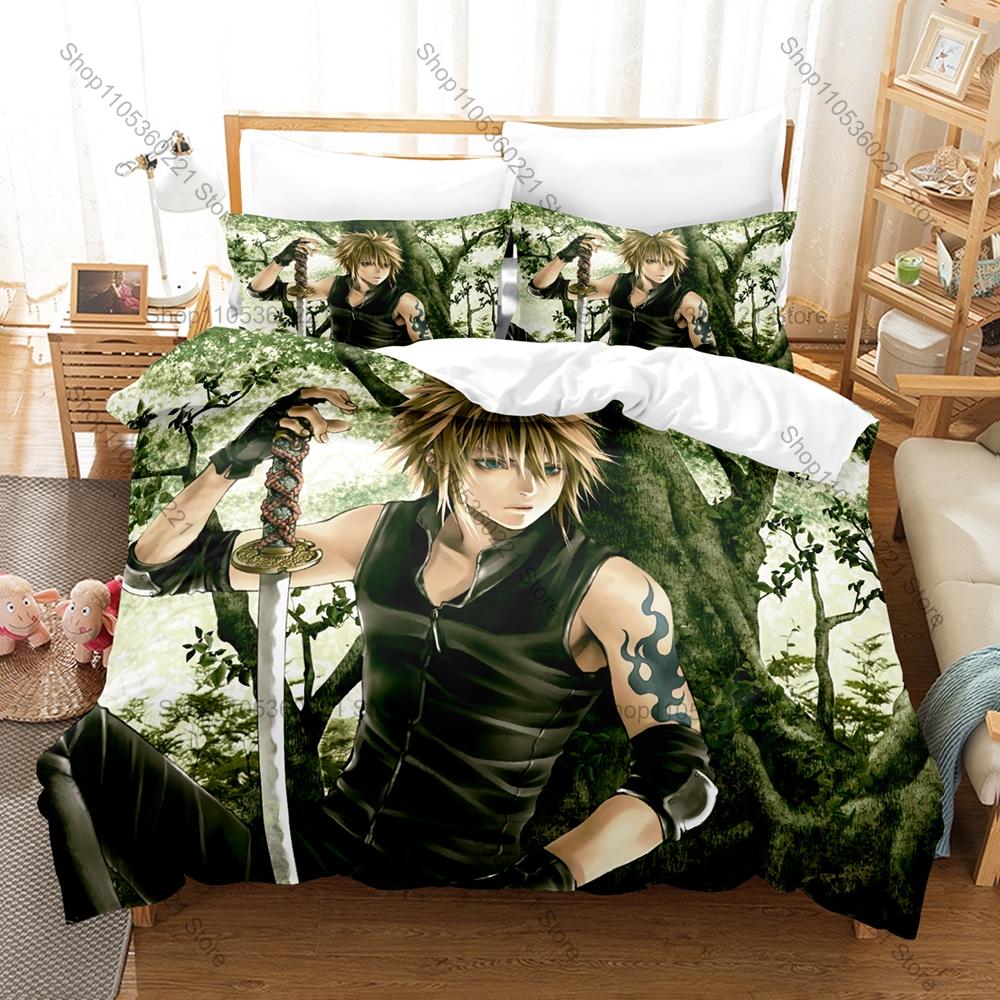 Final Fantasy Series Iconic Heroes Magic Fantasy World HD Print Bedding Set Duvet Cover 2 Pillowcases Polyester Game Room Decor